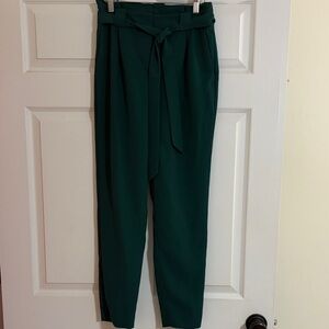 Express Forest Green Paperbag Waist Trousers